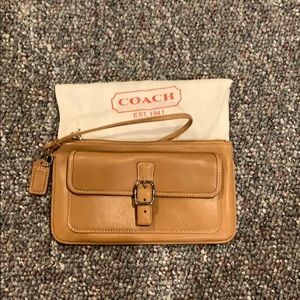 Camel colored coach wristlet